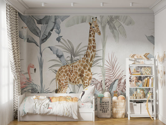 Emocionante Aventura de Safari en la Selva - Mural de Papel Tapiz para Habitación Infantil