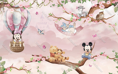 Mural de Papel Tapiz Encantador de Minnie y Honeypoo: Eleva Tu Decoración